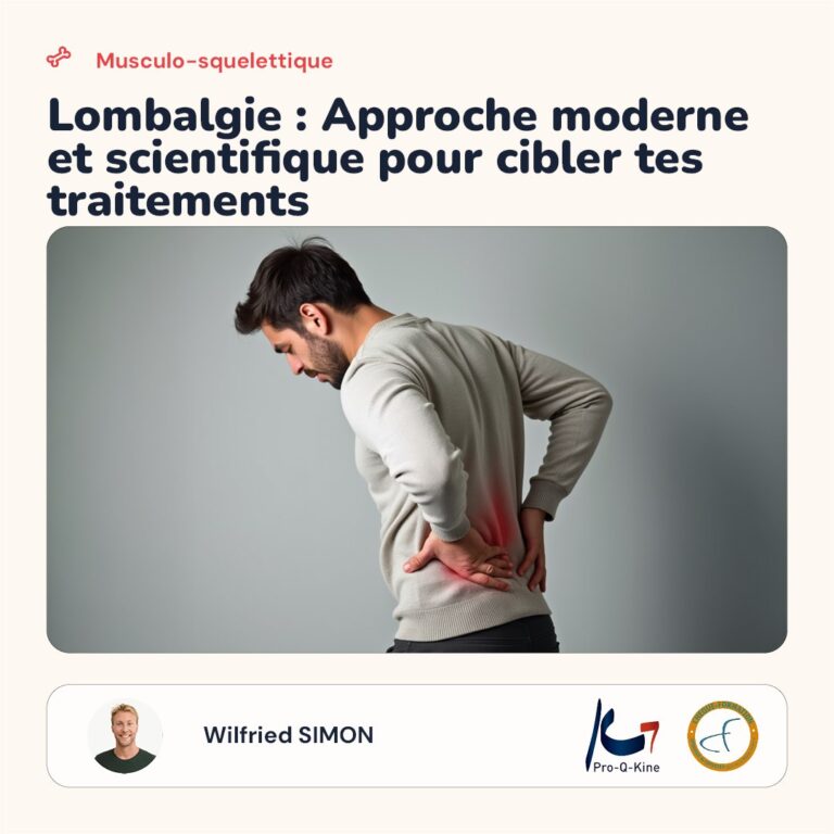Affiche de la formation Lombalgie : approche moderne et scientifique pour cibler tes traitements, animée par Wilfried Simon