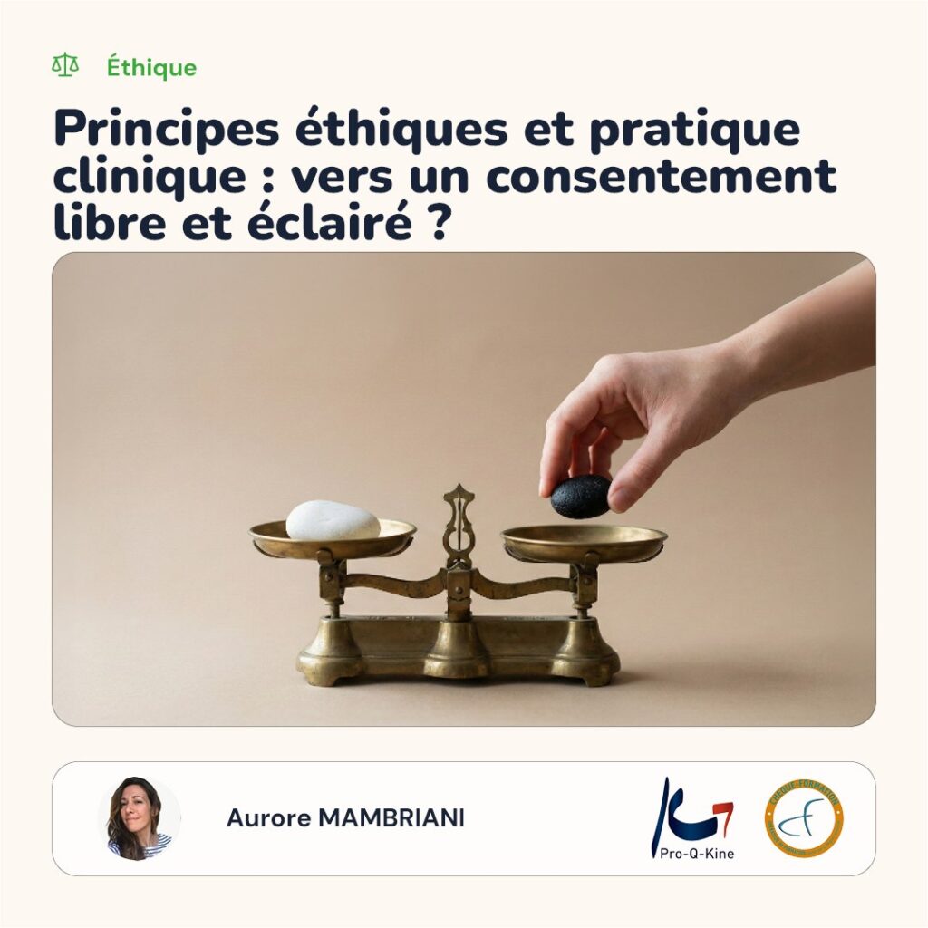 Affiche de la formation Principes éthiques et pratique clinique, vers un consentement libre et éclairé, animée par Aurore Mambriani