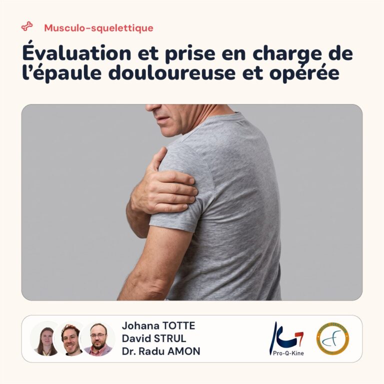 Affiche de la formation Évaluation et prise en charge de l'épaule douloureuse et opérée, animée par Johana Totté, David Strul et le Dr Radu Amon